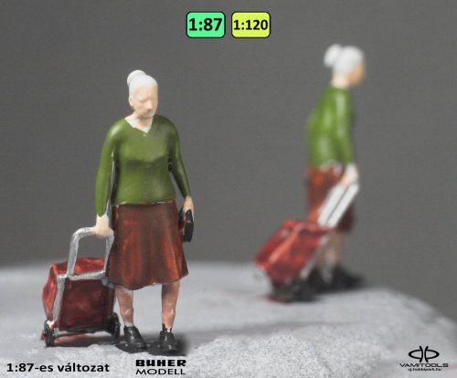 Old women with folding shopping cart {2440}