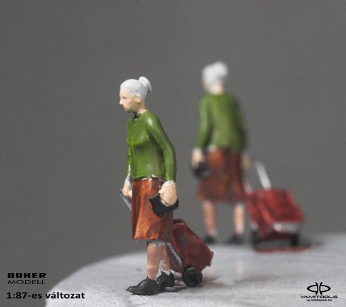 Old women with folding shopping cart {2440}